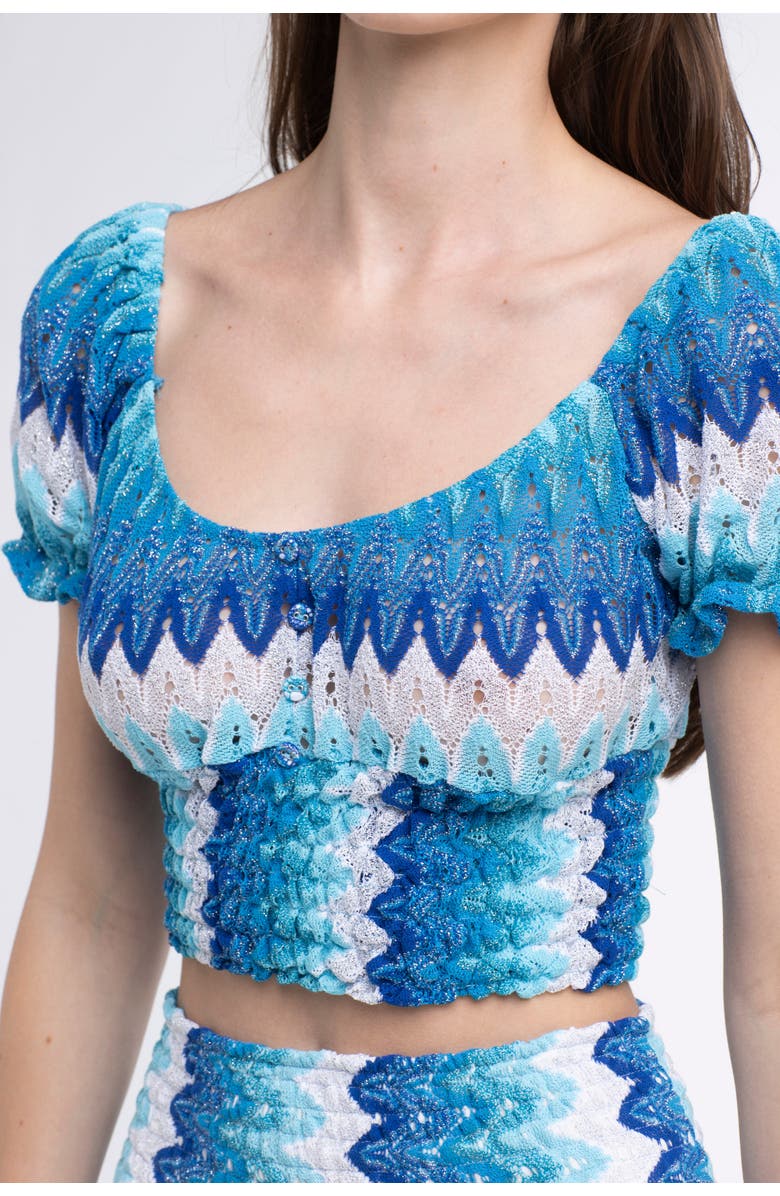 Sunday St. Tropez Kia Knit Cover-Up Crop Top, Alternate, color, Blue