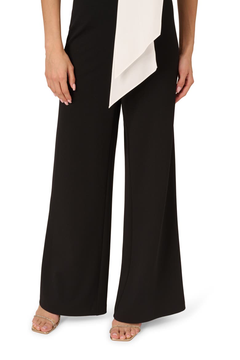 Strapless Taffeta & Crepe Jumpsuit, Alternate, color, BLACK/ WHITE