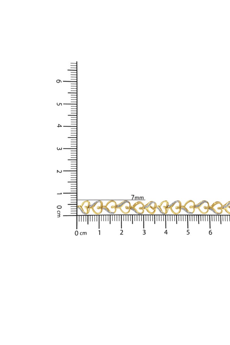 10K Yellow Gold over Silver Diamond Accented Open Hearts Chain Bolo Bracelet, Alternate, color, Yellow