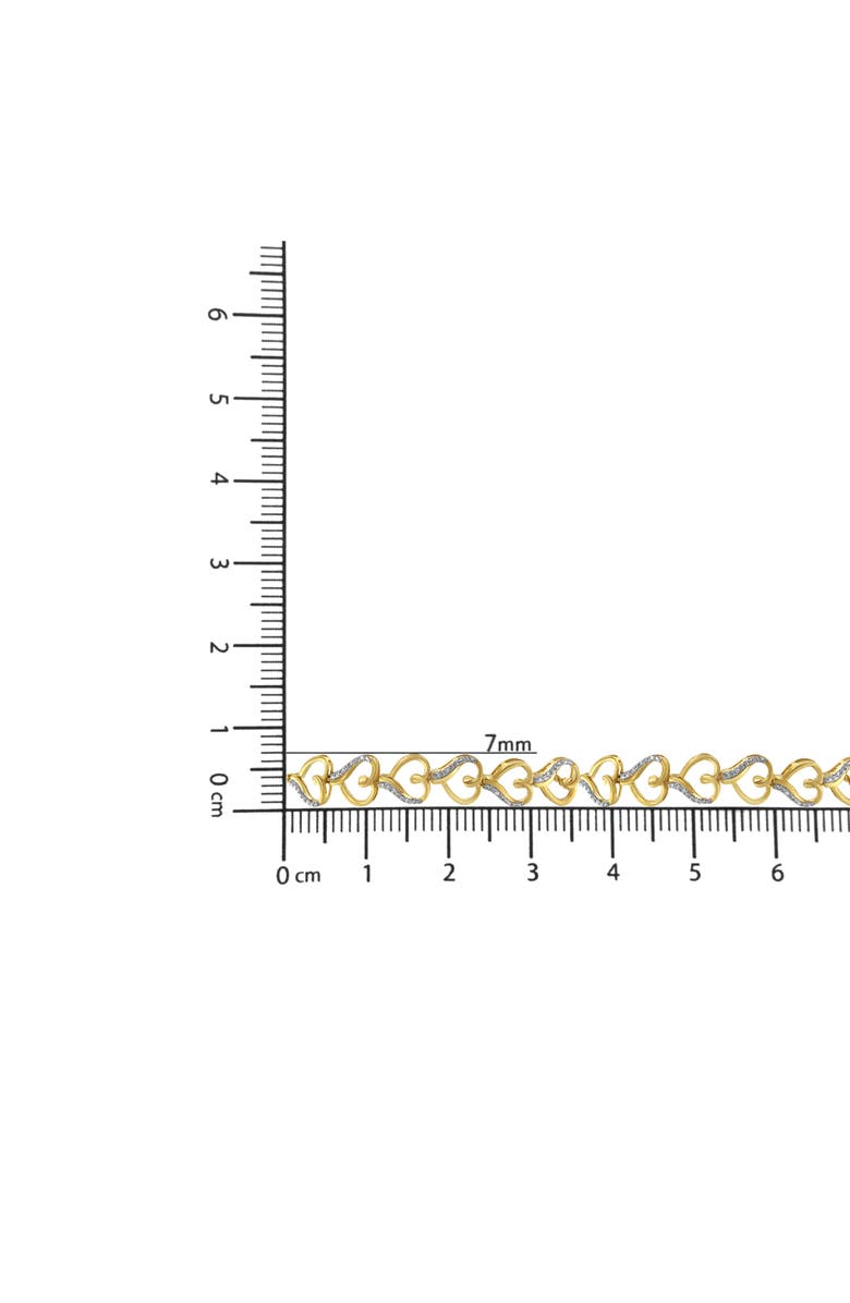 Haus of Brilliance 14K Yellow Gold Plated Silver Diamond Accent Heart Link Bolo Bracelet, Alternate, color, Yellow