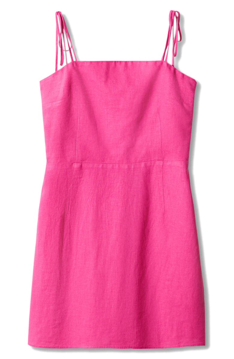 MANGO Bead Detail Linen Blend Minidress, Alternate, color, 