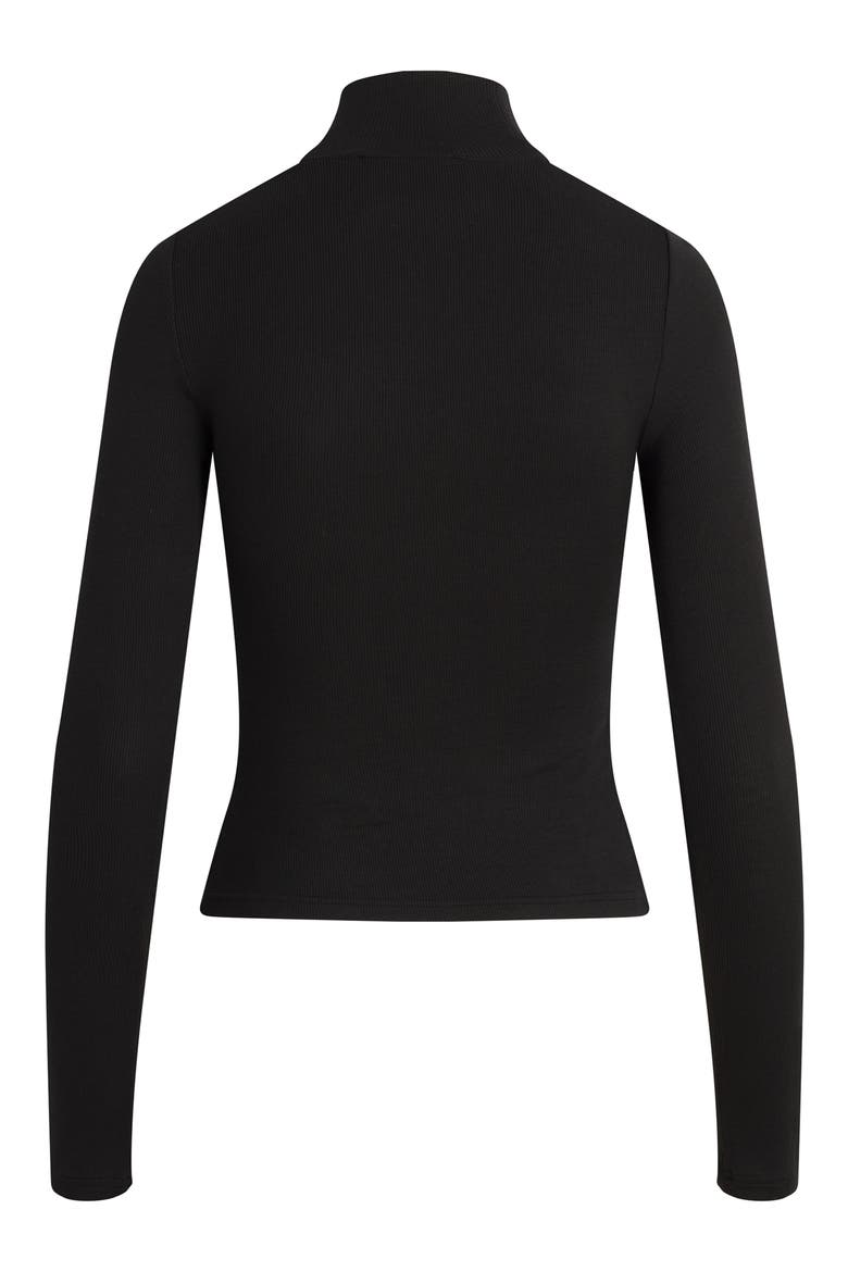 Long Sleeve Mock Neck Rib Top, Alternate, color, BLACK