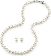 The Pearl Source 6.5-7.0mm Hanadama Pearl Necklace and Earring Set