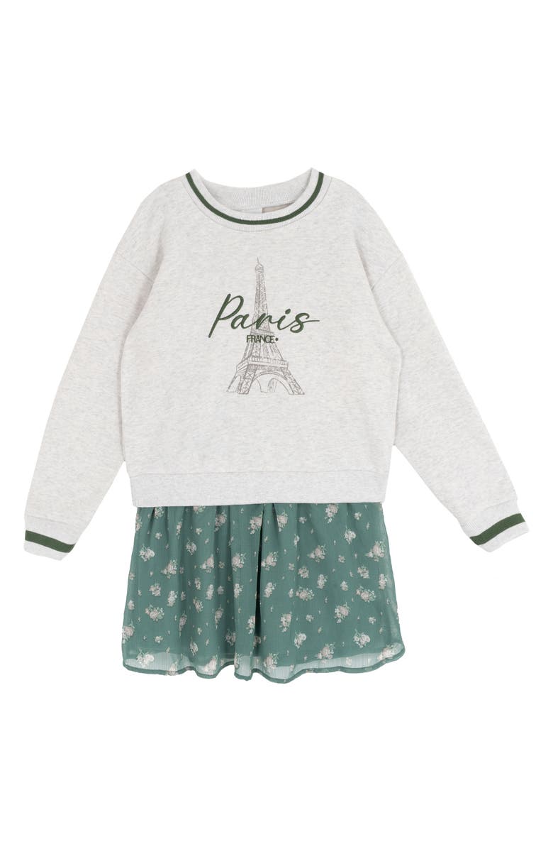 Rare Editions Kids' Paris Sweatshirt & Dress Set, Alternate, color, Sage