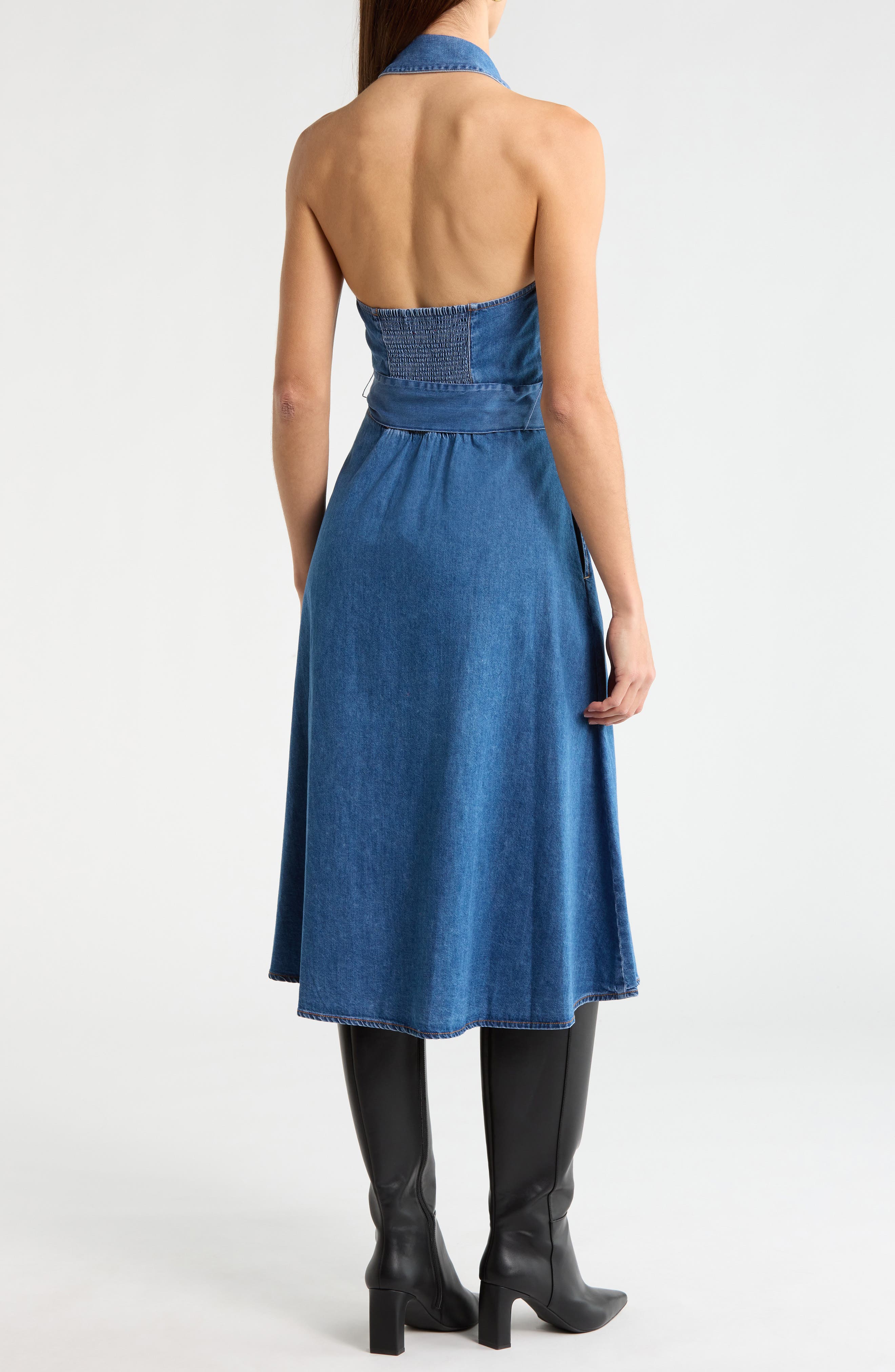 Chassidy Chambray Halter Dress - image 2