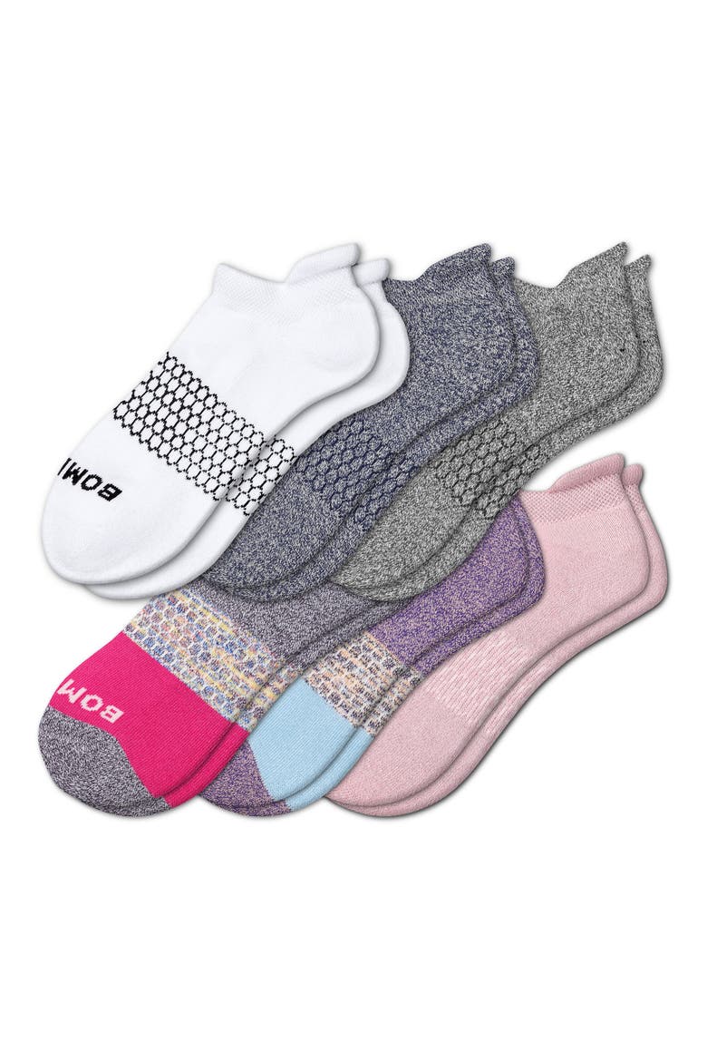 Assorted 6-Pack Cushion Ankle Socks, Main, color, LILAC MULTI
