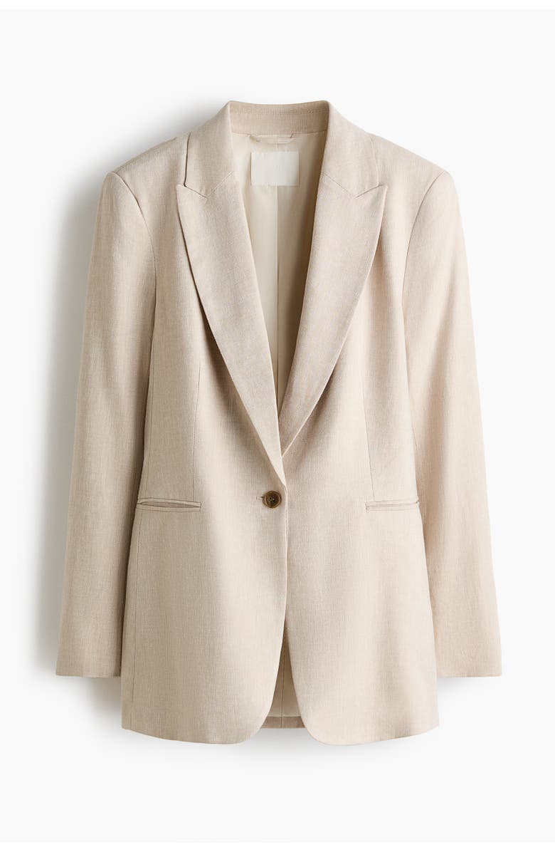 H&M Linen-blend Blazer, Main, color, Light Beige