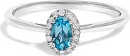 Haus of Brilliance 10K White Gold Oval and Diamond Accent Halo Birthstone Ring