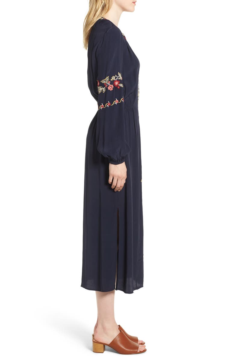 Hinge Embroidered Midi Dress, Alternate, color,