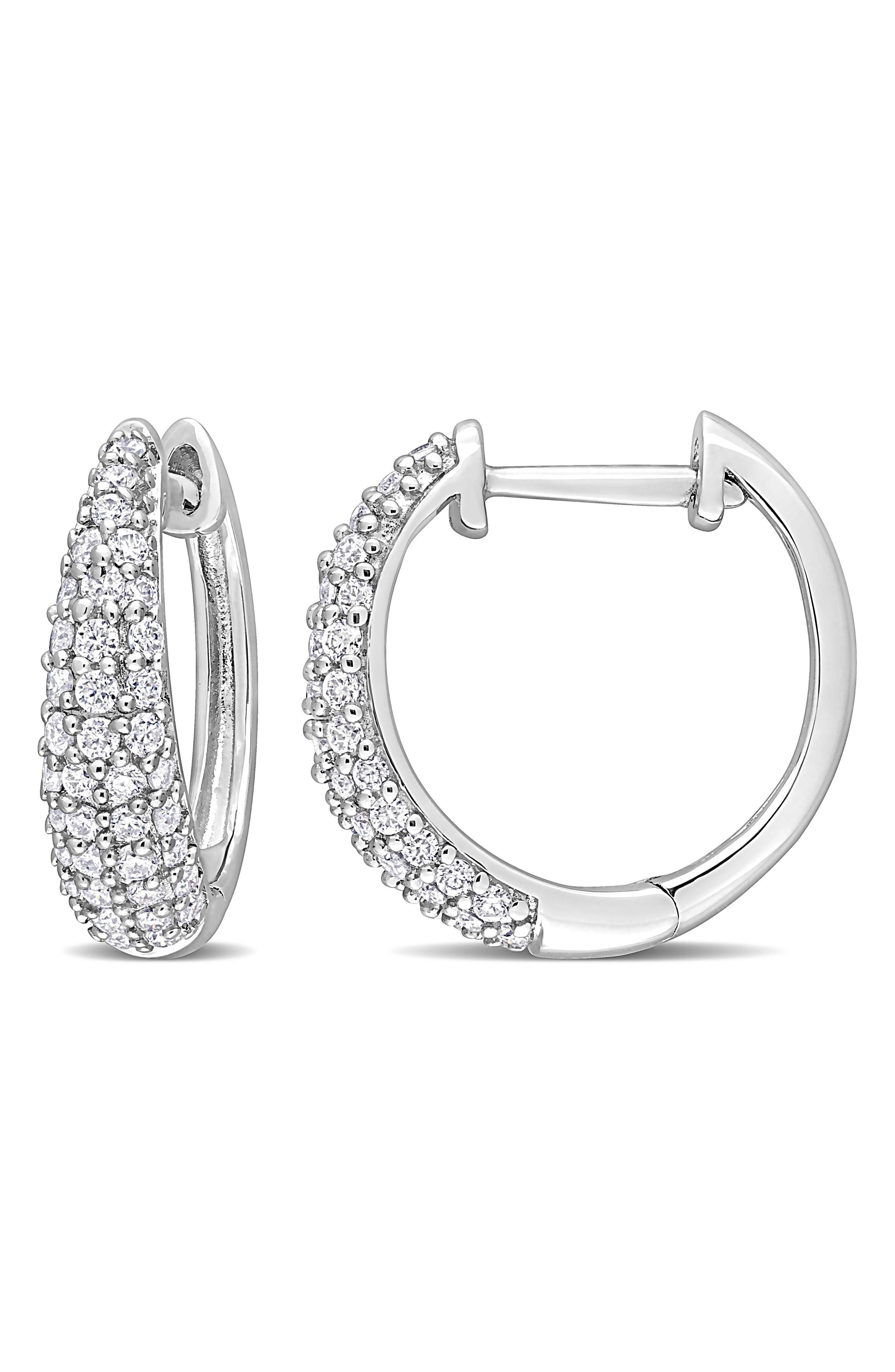 DELMAR Created Moissanite Hoop Earrings