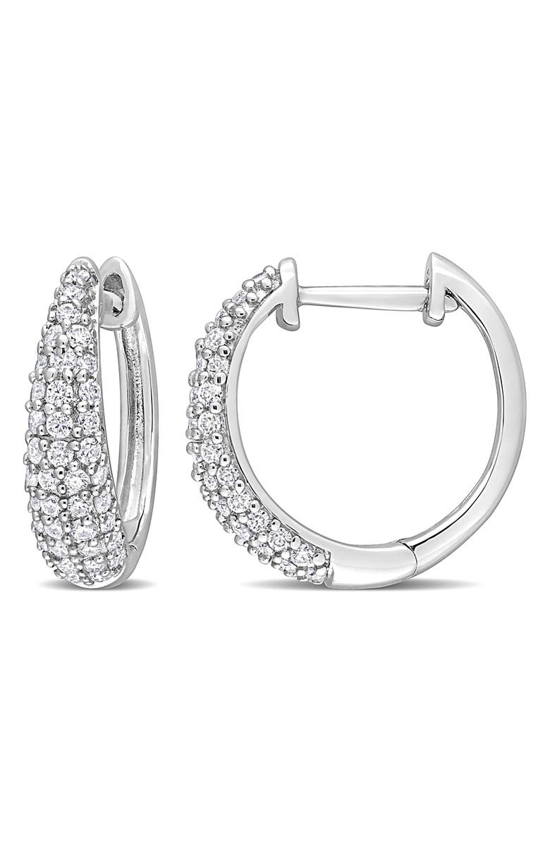 DELMAR Created Moissanite Hoop Earrings, Main, color, White
