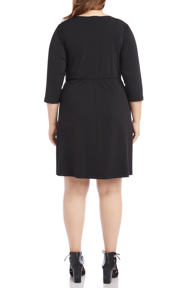 Faux Wrap Dress, Alternate, color, BLACK