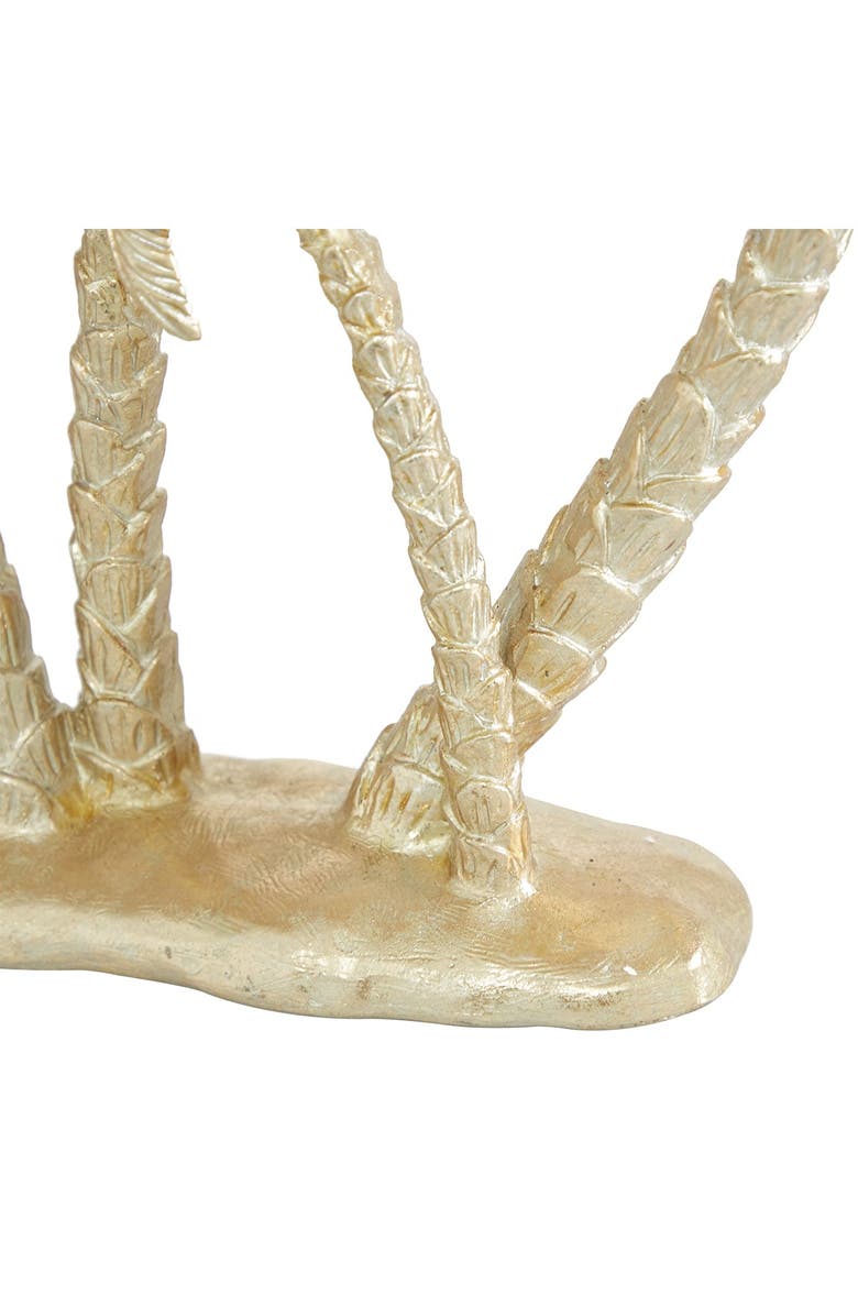 WILLOW ROW Goldtone Polyresin Palm Tree Sculpture, Alternate, color, Gold