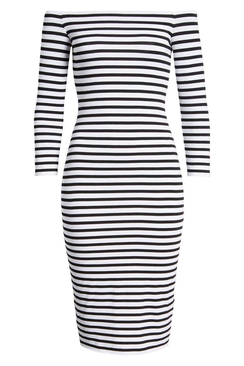 Galley Down Off the Shoulder Dress, Alternate, color, STRIPE