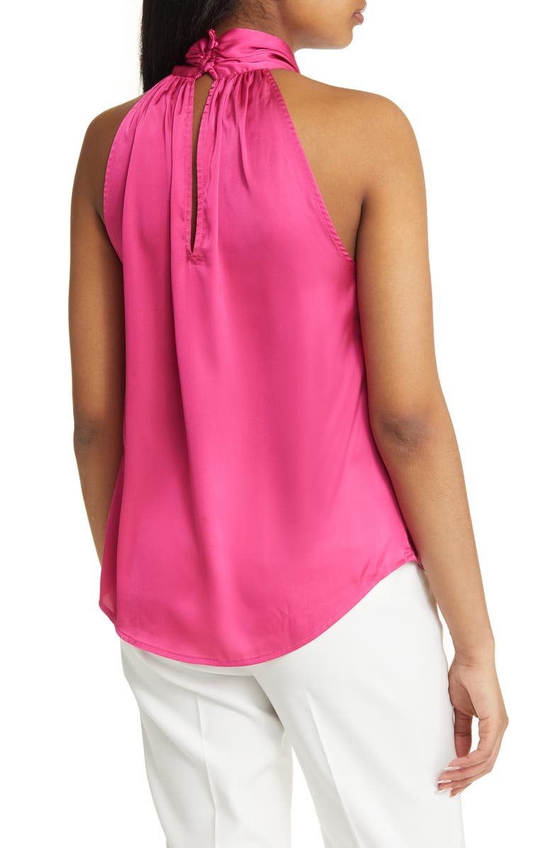 Anne Klein Twist Satin Halter Top, Alternate, color, 