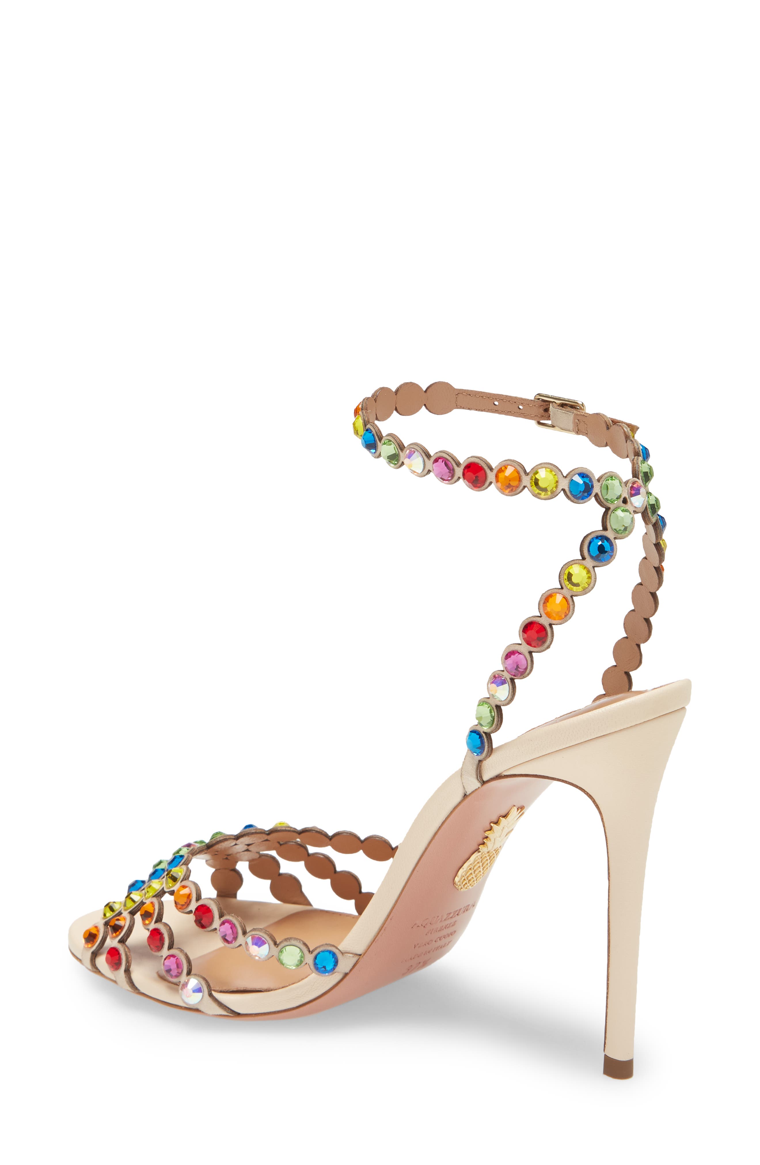 Aquazzura Tequila Rainbow Crystal Ankle Strap Sandal, Alternate, color, 
