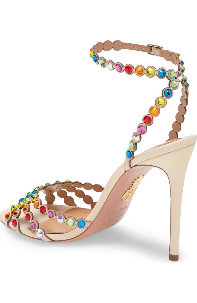 Aquazzura Tequila Rainbow Crystal Ankle Strap Sandal, Alternate, color,