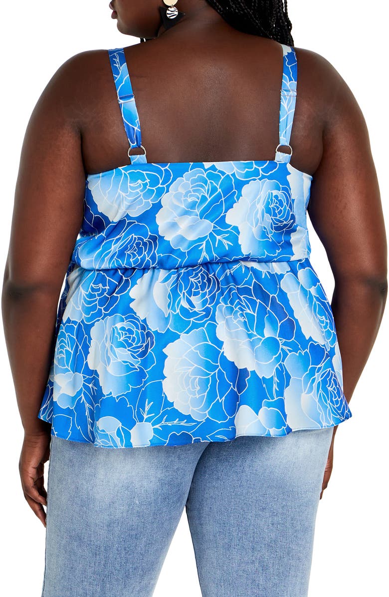 City Chic Serena Twist Floral Tank, Alternate, color, Blue Print