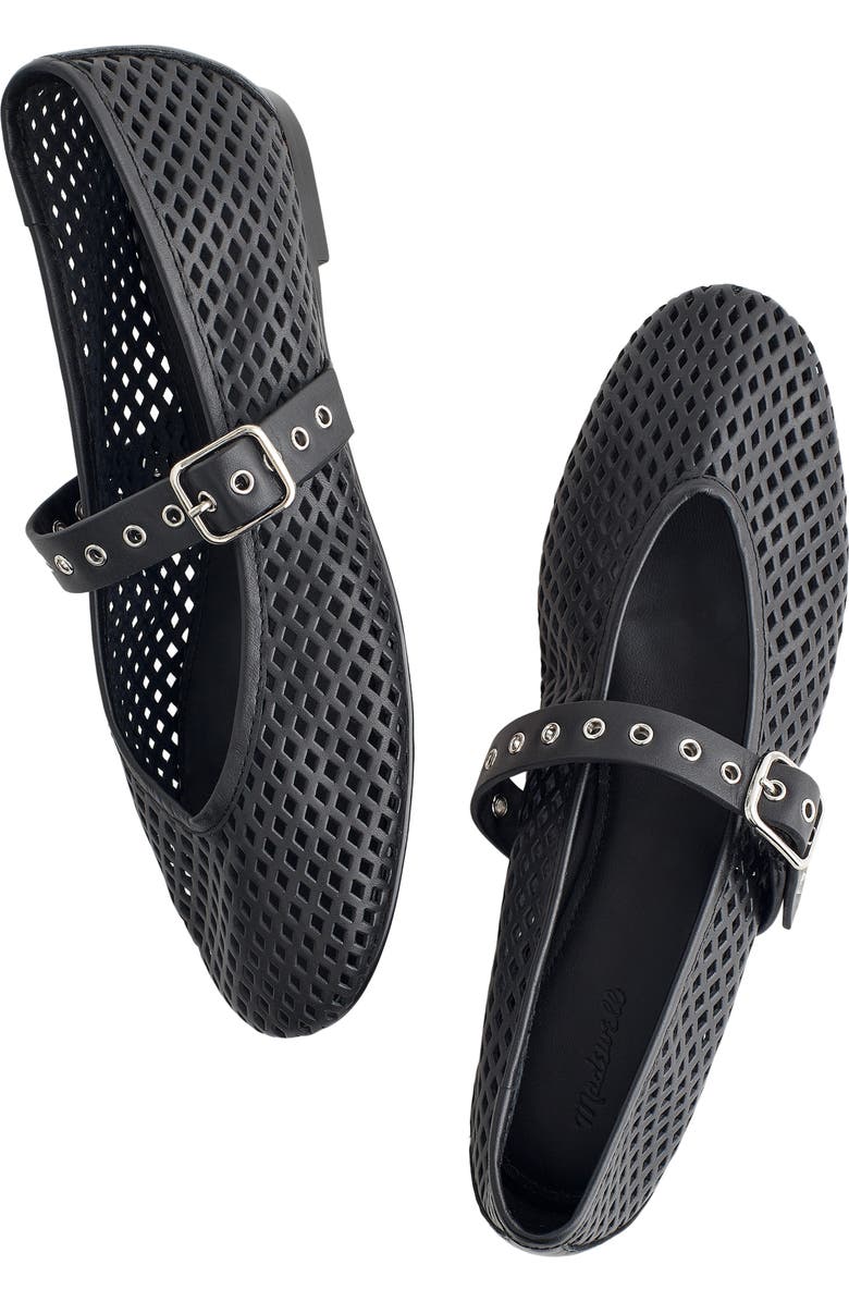 Madewell The Remy Perforated Mary Jane Flat, Alternate, color, True Black