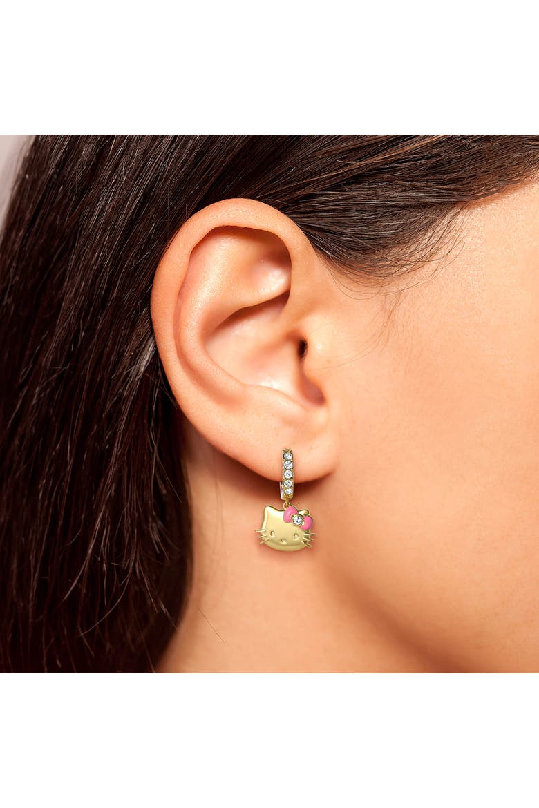 Pave Charm Hoop Earrings, Alternate, color, Gold