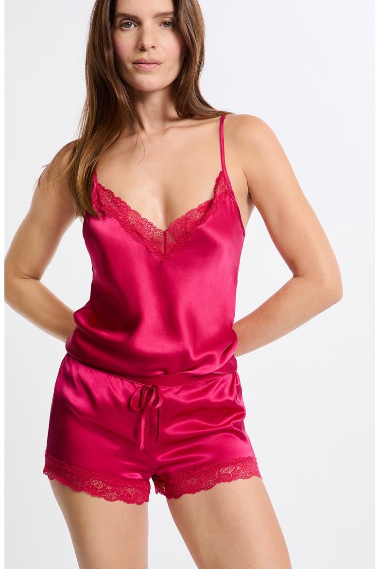 Milky Silk Pajama Shorts, Alternate, color, PETUNIA