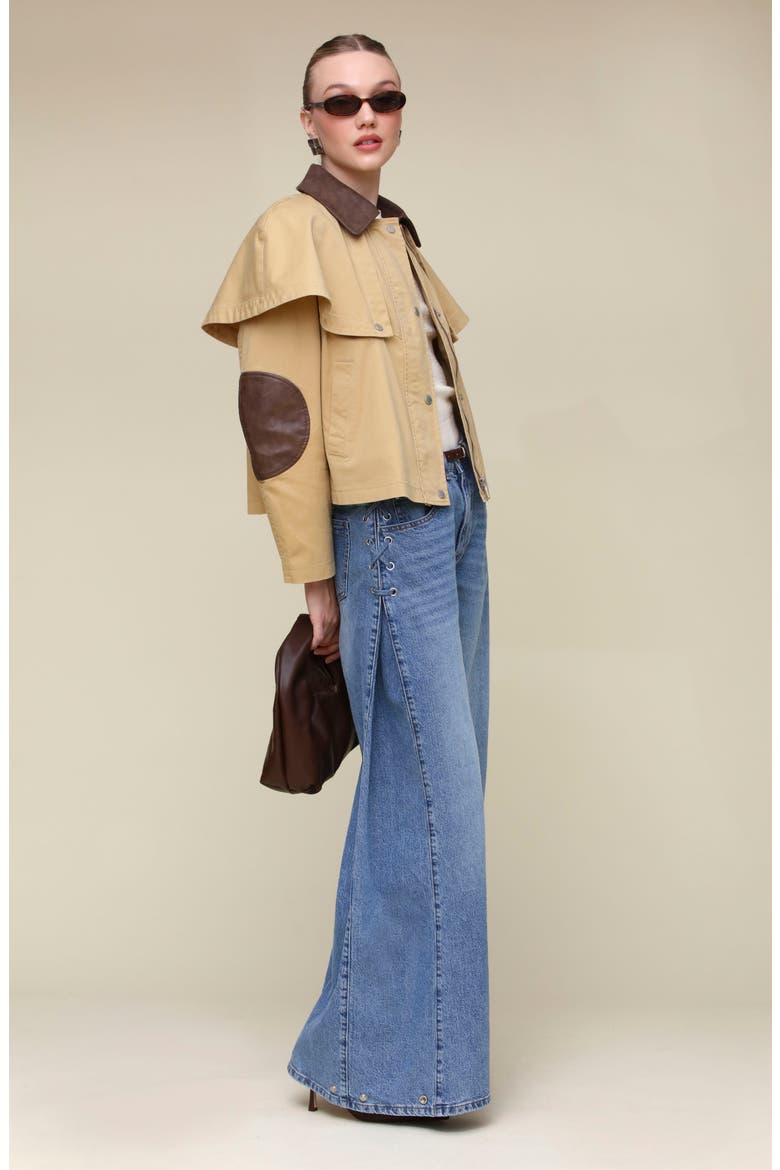 Crop Cape Trench Jacket, Alternate, color, KHAKI
