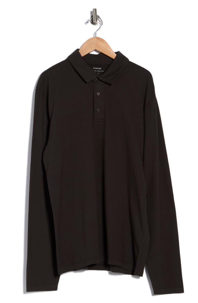 Vince Cotton Long Sleeve Polo, Alternate, color, Night Moss