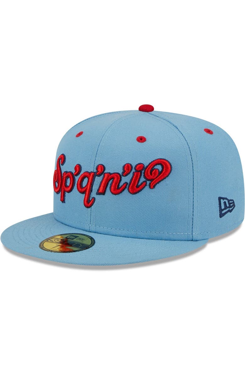 New Era Men's New Era Light Blue Spokane Indians Alternate Logo Authentic Collection 59FIFTY Fitted Hat, Main, color, Light Blue