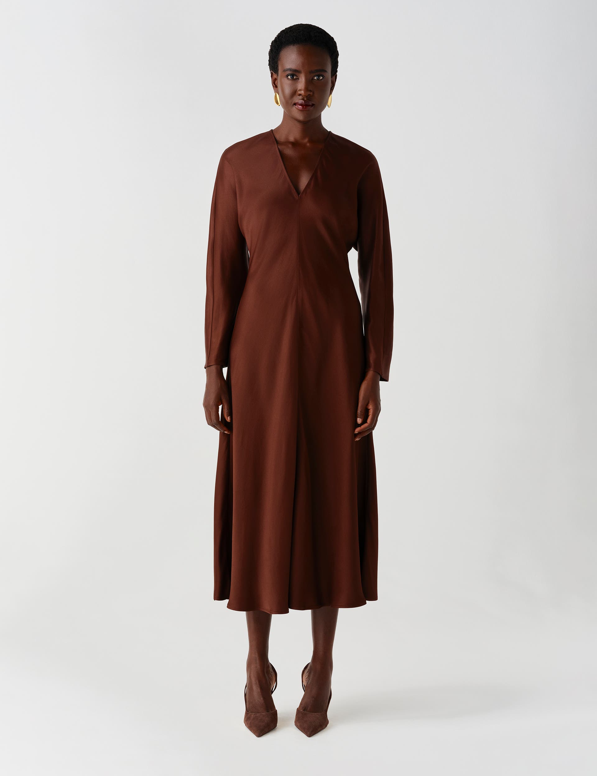 Ghost London Hatty Long Sleeve Satin Midi Dress (Women) | Nordstrom