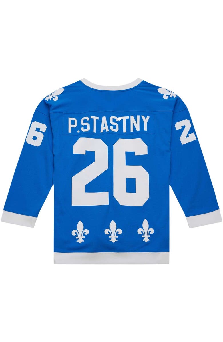 Mitchell & Ness Men's Mitchell & Ness Peter Stastny Blue Quebec Nordiques  Vintage Hockey 1980/81 Blue Line Player Jersey, Alternate, color, 