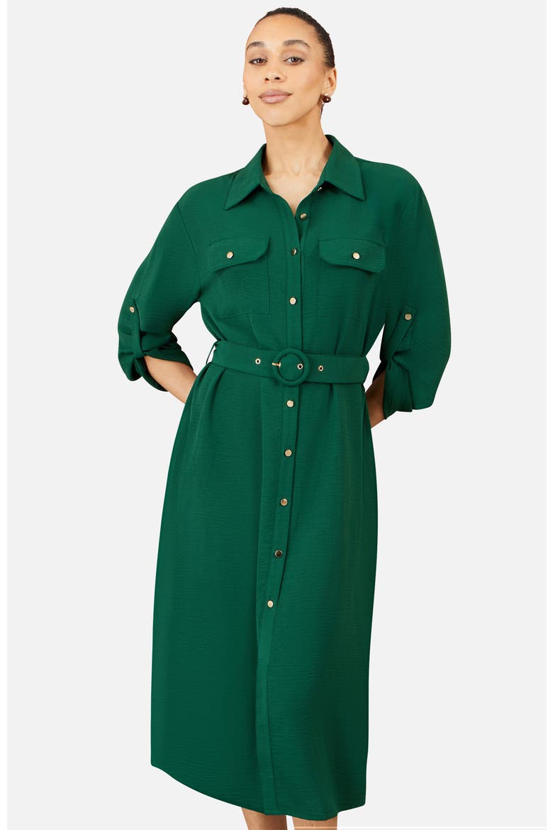 Stretch Midi Shirt Dress, Alternate, color, Green