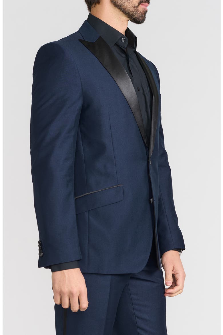 Navy Peak Lapel Slim Fit Tuxedo Jacket, Alternate, color, NAVY