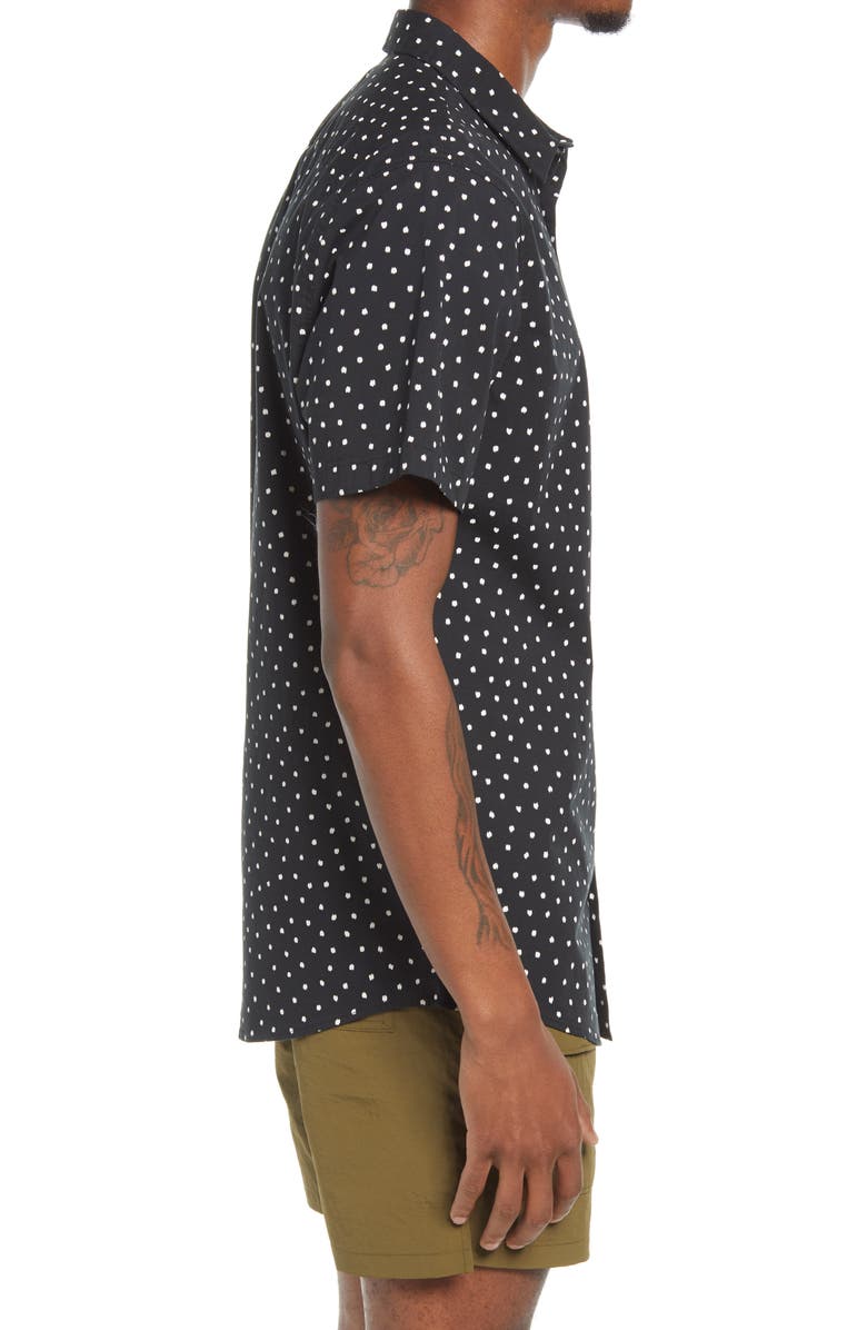 BP. Sketch Dot Short Sleeve Stretch Organic Cotton Button-Up Shirt, Alternate, color, 