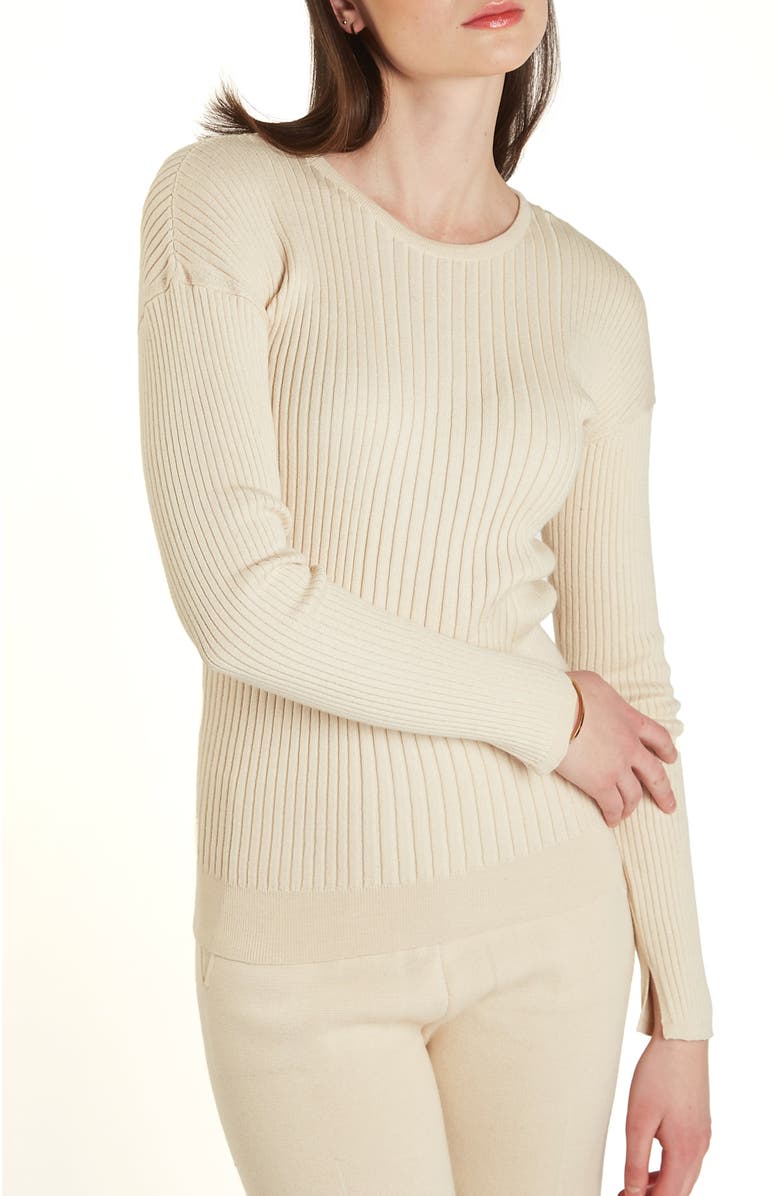 oyun Cotton classic Rib Crew Ivory, Alternate, color, 