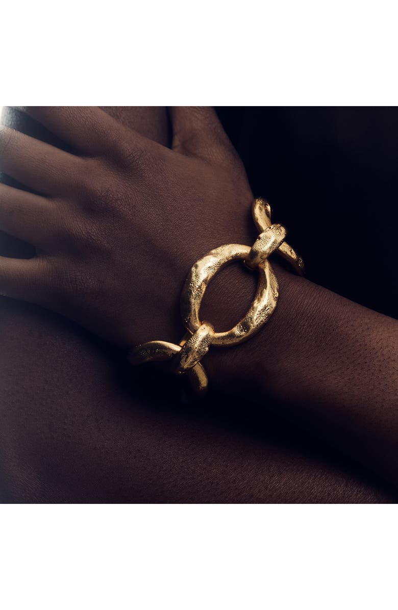 Reiss Monika Molten Link Bracelet, Alternate, color, Gold Tone/ Brown