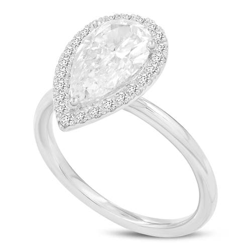 Luvmyjewelry Lyra 14k Gold Pear Shaped Lab Grown Diamond Halo Ring In 14k White Gold