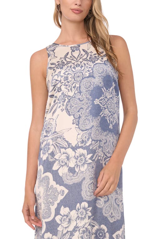 Vince Camuto Mixed Print Sleeveless Maxi Dress In Blue