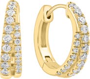 EFFY 14K Gold Plated Sterling Silver Diamond Hoop Earrings