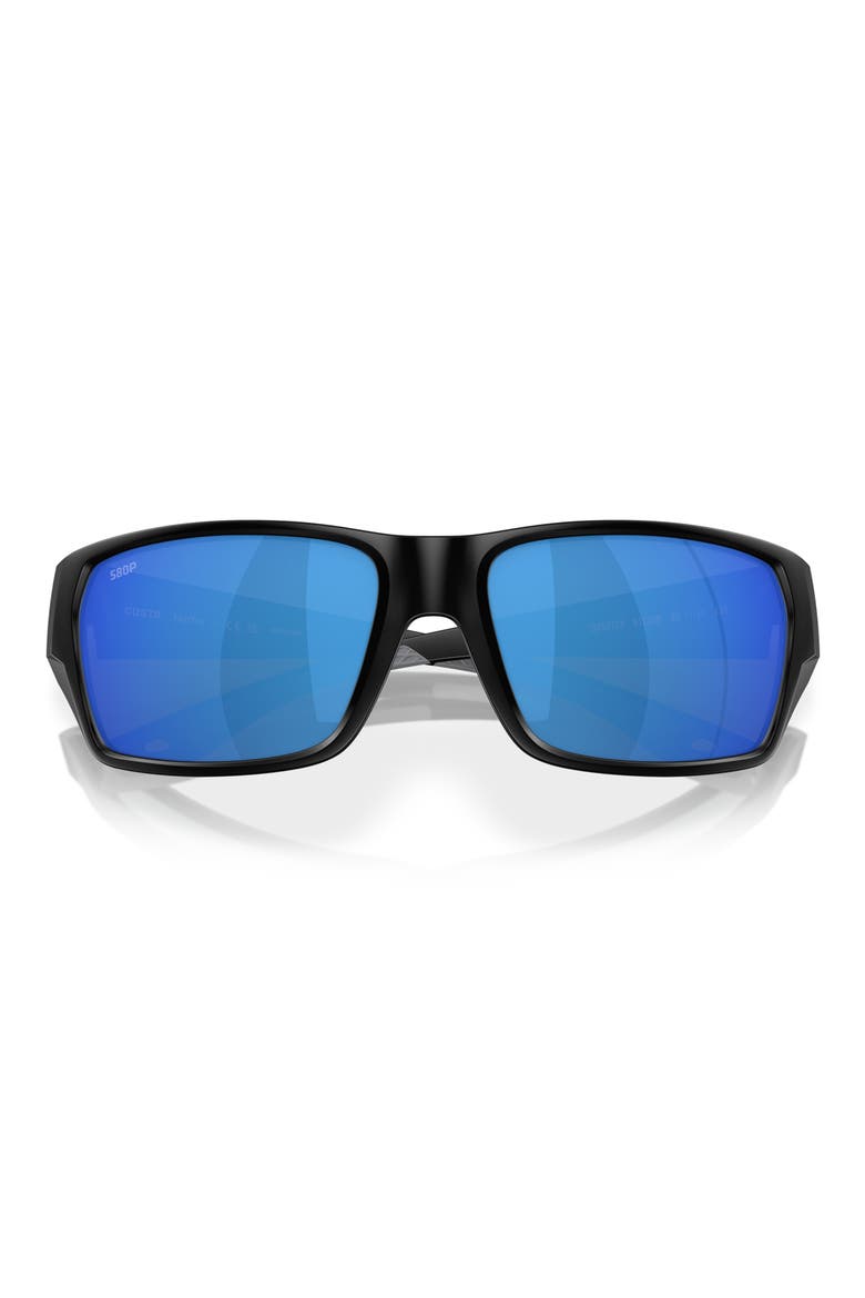 Tailfin 60mm Polarized Sunglasses, Alternate, color, BLACK/ BLUE MIRROR