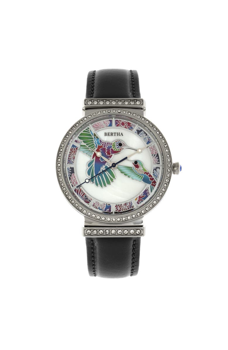 BERTHA Emily Mother-Of-Pearl Bracelet Watch, Main, color, Silver/Black
