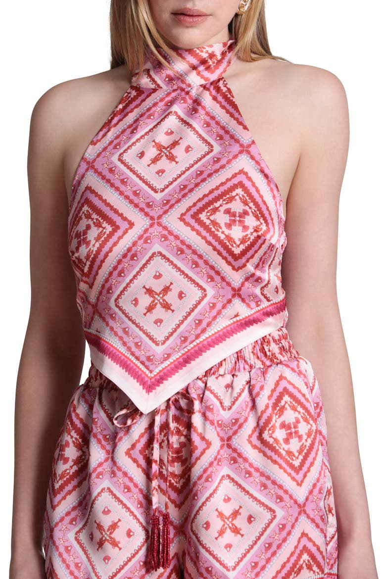 Scarf Print Halter Top, Alternate, color, LOBSTER PEARL