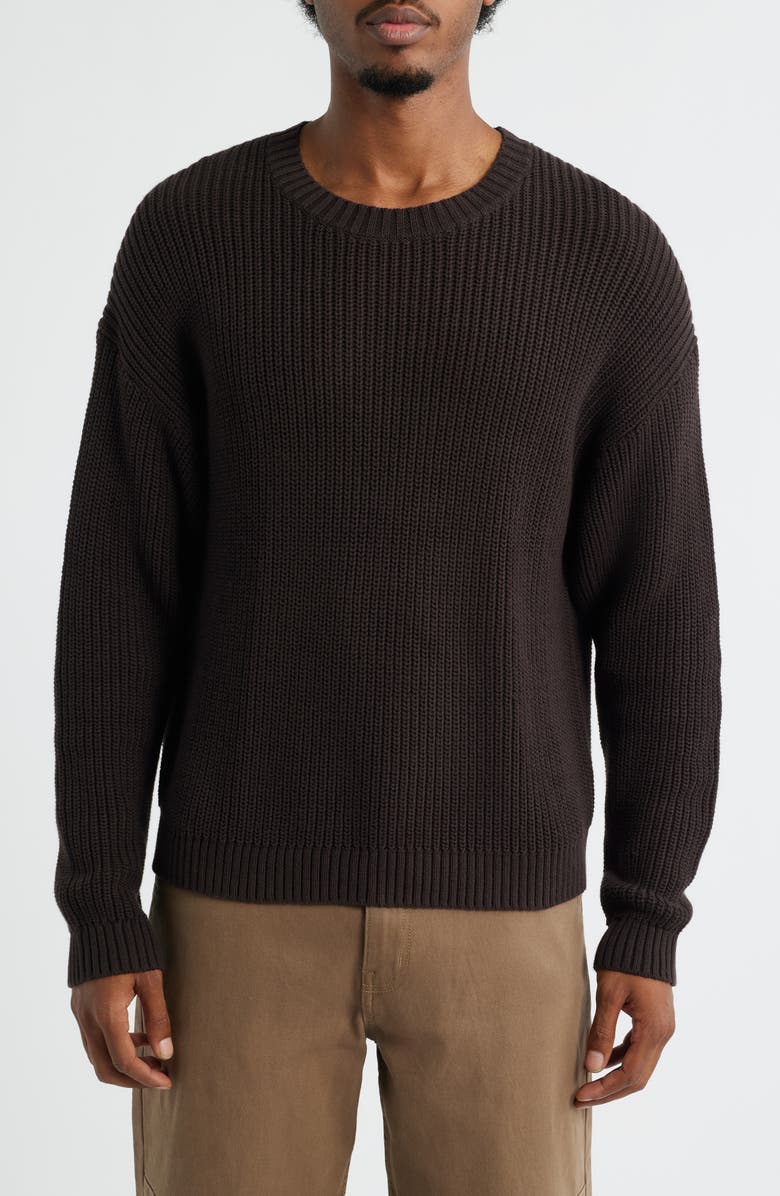 BP. Oversize Cotton Crewneck Sweater, Main, color, Brown Torte