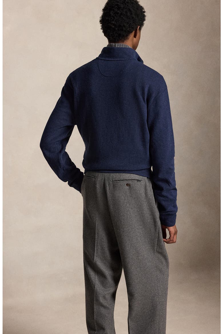 Herringbone Double Knit Quarter Zip Pullover, Alternate, color, NAVY MULTI