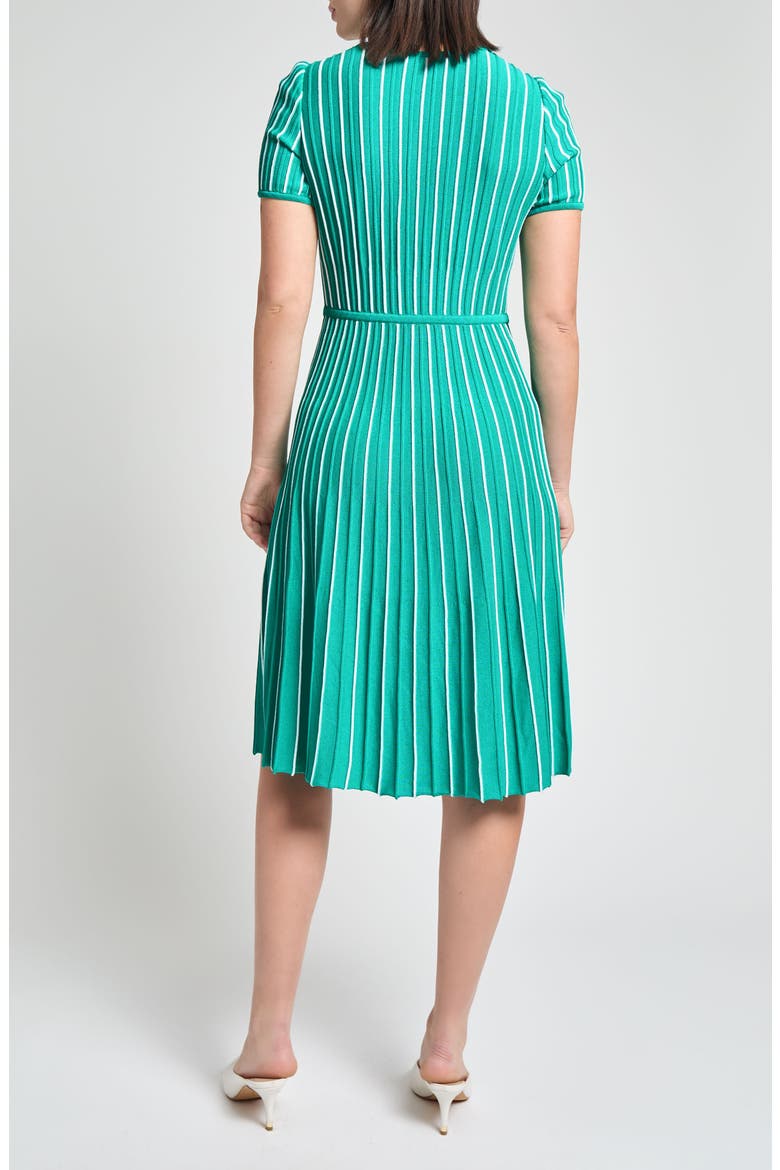 Modern Fit Stripe A-Line Knit Dress, Alternate, color, EMERALD AWE/ WHITE