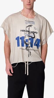 mnml Sleeveless Distressed Graphic Cutoff T-Shirt