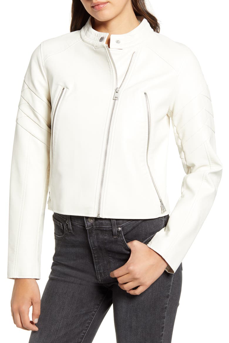 Levi's® Faux Leather Moto Jacket, Alternate, color, OYSTER