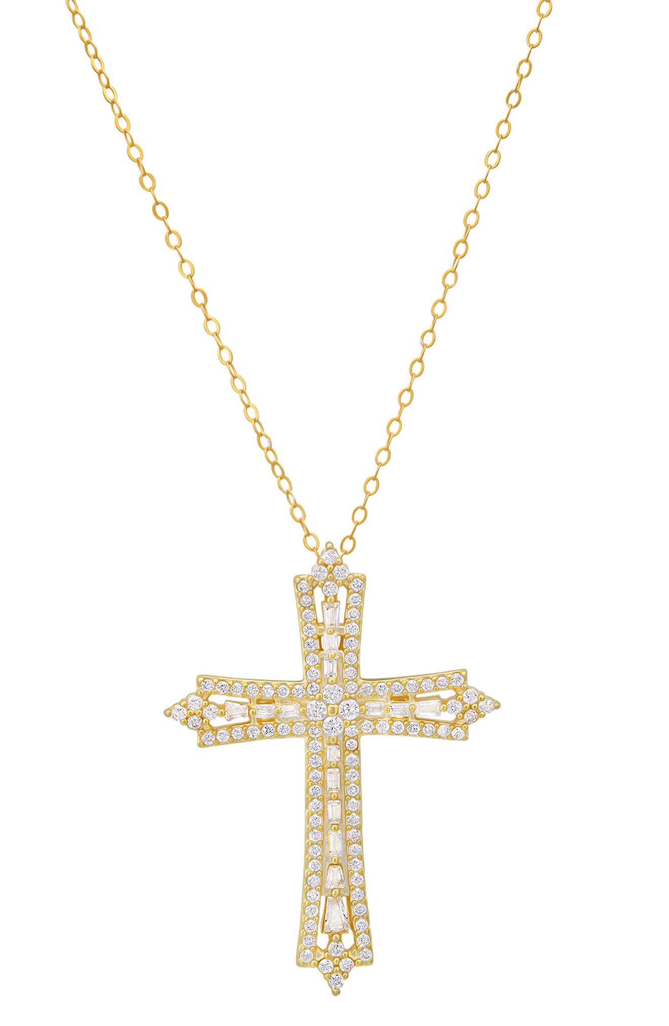 Queen Jewels Art Deco Cubic Zirconia Cross Pendant Necklace