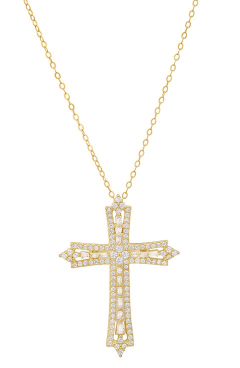Art Deco Cubic Zirconia Cross Pendant Necklace