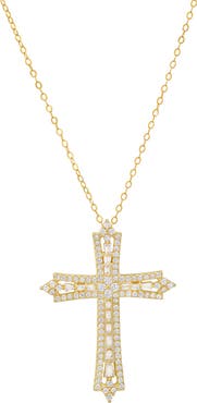 Queen Jewels Art Deco Cubic Zirconia Cross Pendant Necklace