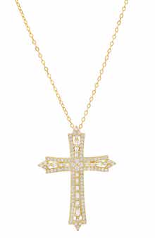 Queen Jewels Art Deco Cubic Zirconia Cross Pendant Necklace